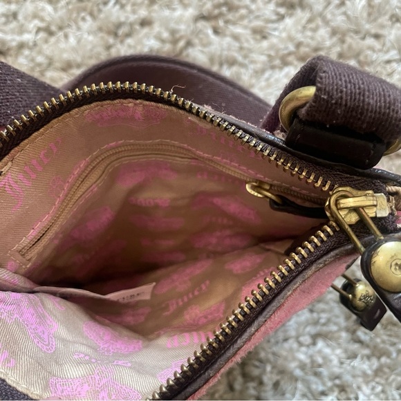 Juicy Couture Pink and Brown Terry Cloth Crossbody Bag Vintage - Picture 5 of 9